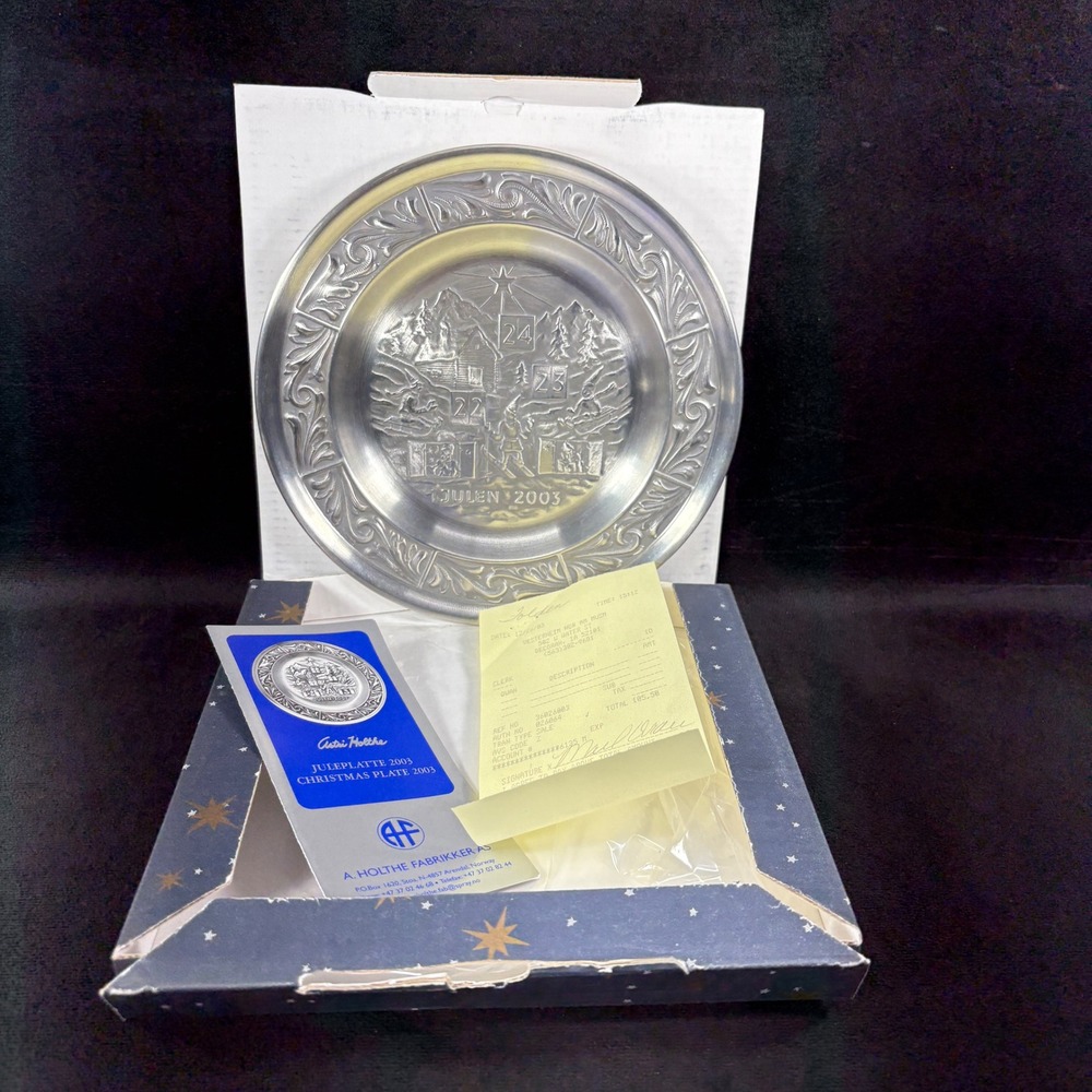A. Holthe Norway Pewter Julen 2003 Christmas Plate #31 "Advent‎ Calendar"
